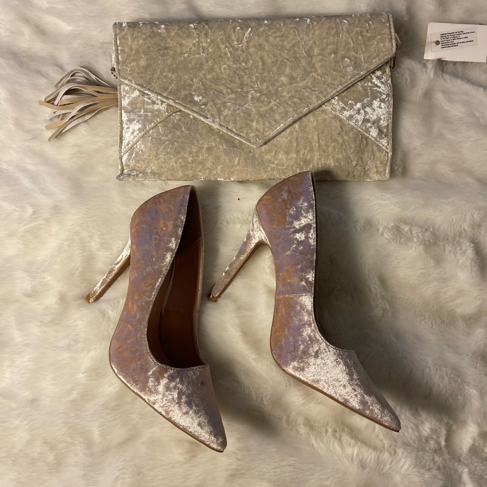 Velvet shoes and clutch bundle